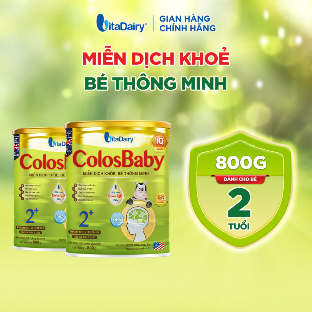 [COMBO 2 LON] Sữa bột ColosBaby IQ Gold 2+ cho trẻ trên 2 tuổi – Hỗ trợ phát triển trí não – Lon 800g