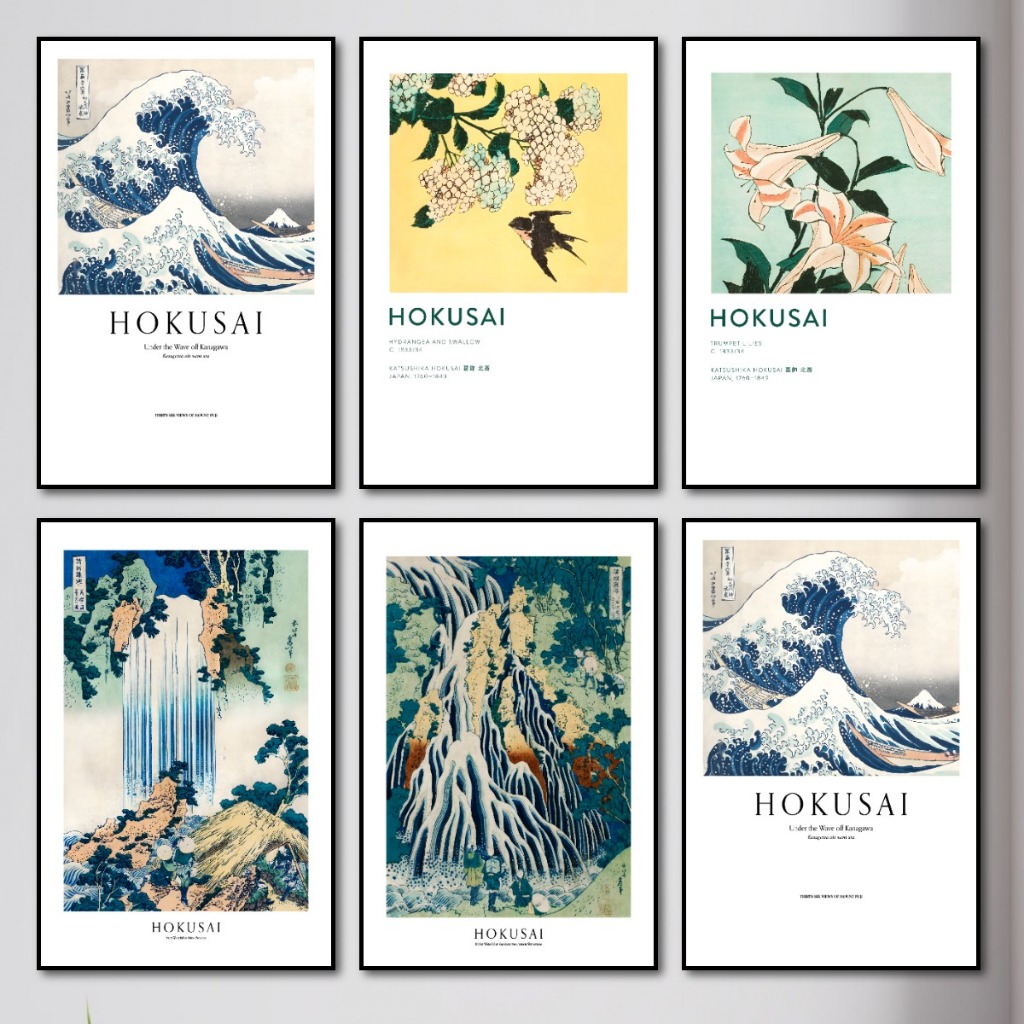 Tranh Danh Họa HOKUSAI Nghệ Thuật Cổ Điển Decor Treo Tường Trang Trí Phòng Khách, Quán Cafe, Không Gian Làm Việc