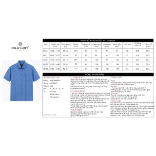 [T7_SALE 30%_HT] Áo Sơ Mi Nam Ngắn Tay Xanh Thiết Kế Túi Ngực 9SMCB558XAH Biluxury Form CASUAL FIT Kháng Khuẩn Bền Màu