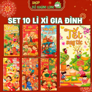 Xấp 10 Cái Mẫu Bao Lì Xì Truyền Thống Gia Đình Đoàn Viên Sum Vầy Sung Túc An Khang 2026 - BỐ KHỦNG LONG