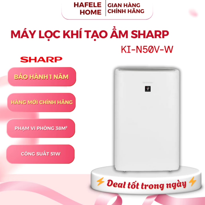 Máy Lọc Không Khí Sharp KI-N50V-W – Phạm Vi Lọc 38m2 – Công Suất Lọc 51W – EEH