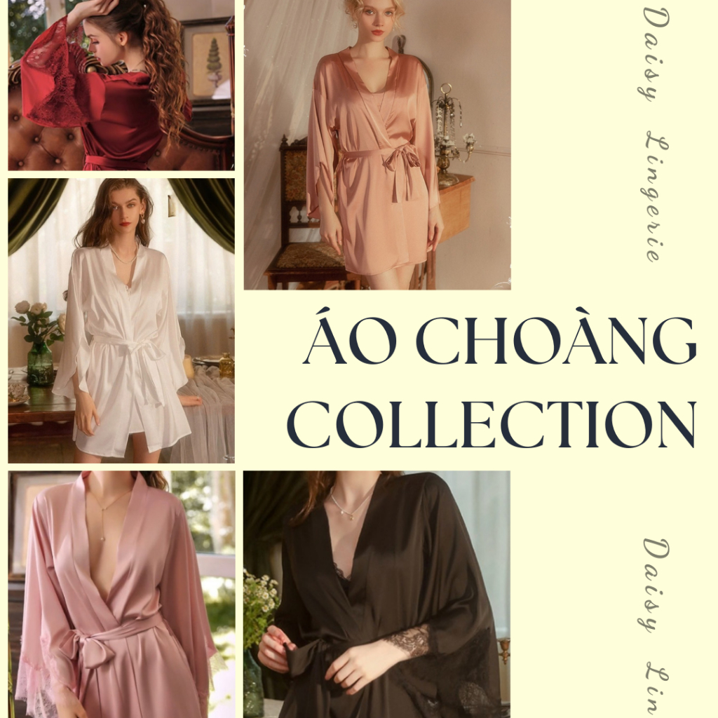 Áo Choàng Ngủ Lụa Mềm Mại Phối Ren Quyến Rũ Khoác Ngoài Thoải Mái Đa Kiểu Dáng