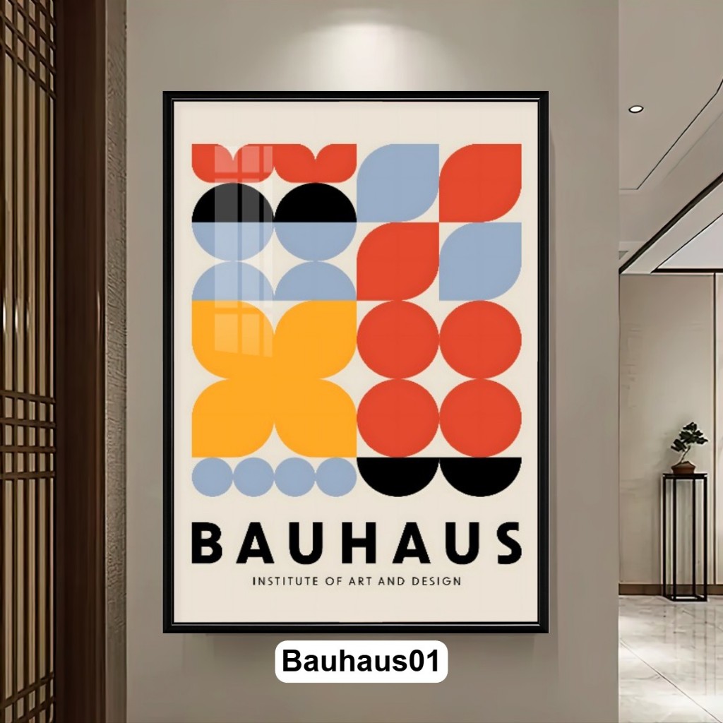 Tranh Bauhaus Hình Học Tối Giản Phong Cách Hiện Đại Tráng Gương Decor Treo Tường Trang Trí