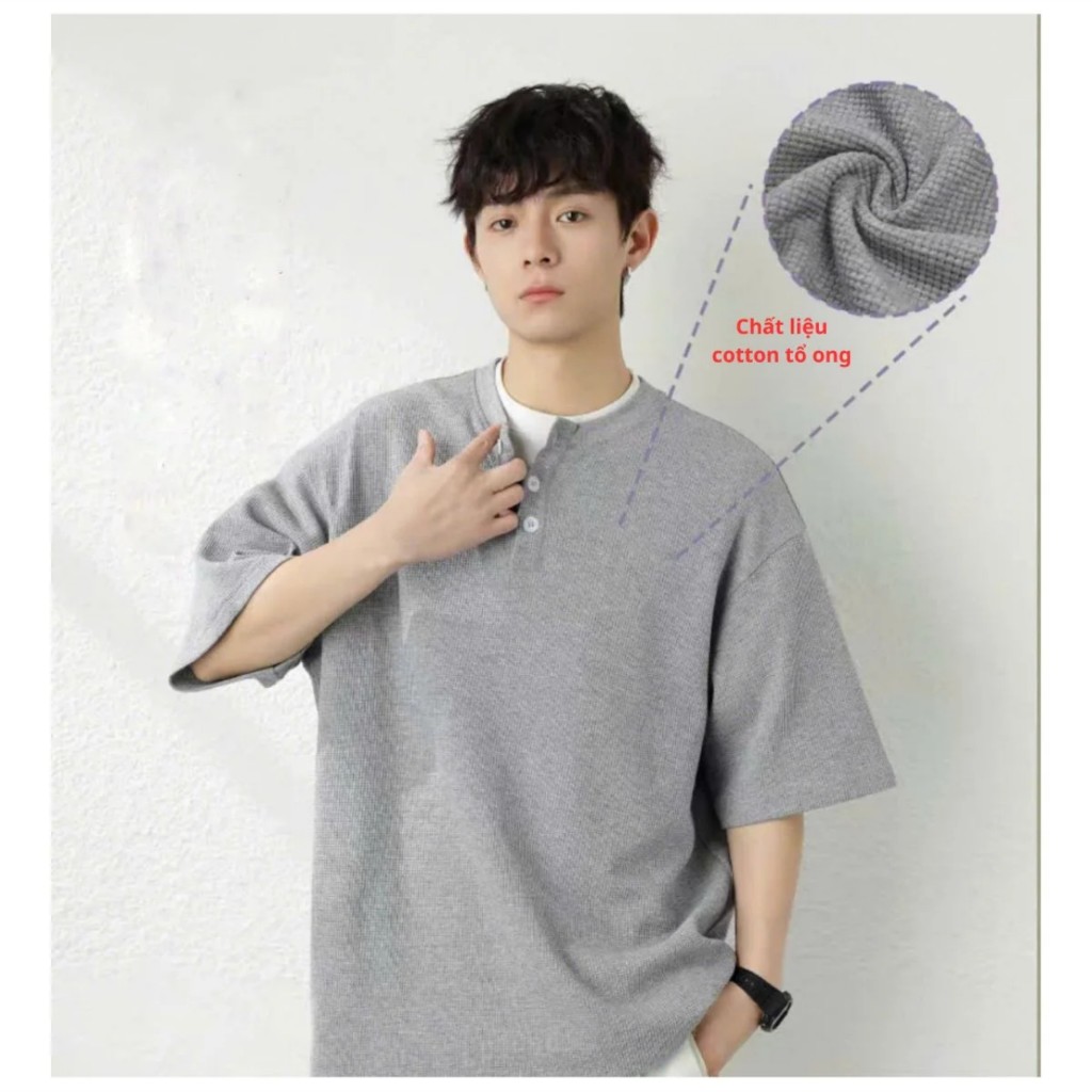 Áo Thun Cổ Trụ Tàu Cổ 10cm Form Rộng Tay Ngắn 3KMENSWEAR Phong Cách Hàn Quốc Unisex Năng Động
