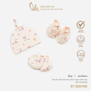 M&B (0-3M) Combo set nón bao tay chân chất cotton co giãn tốt, siêu mềm mịn, thông thoáng giúp bảo vệ bé trầy xước