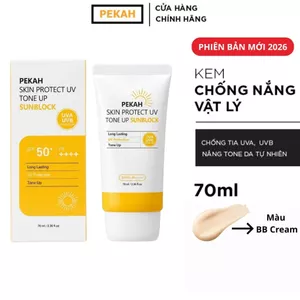 Kem chống nắng vật lý PEKAH Hàn Quốc bảo vệ khỏi tia UV nâng tone Skin Protect UV Tone Up SunBlock SPF 50+ PA++++ 70ml