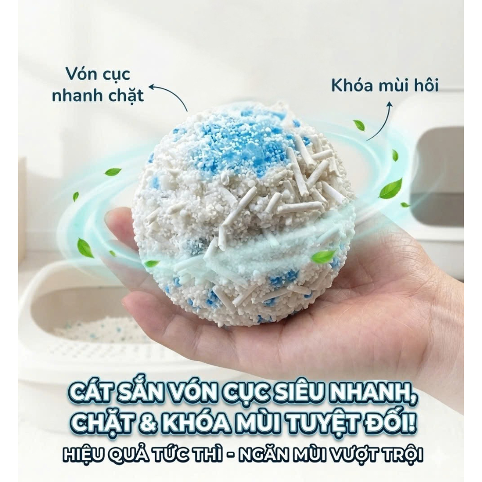 Cát Mèo MiaoMi Hương Biển Xanh Từ Sắn - Vón Nhanh, Ít Bụi, Khử Mùi Hiệu Quả