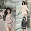 _Set áo trễ vai tay dơi bo ống mix chân váy(có quần bảo hộ) S001
