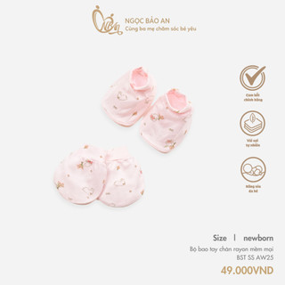 M&B (0-3M) Set bao tay chân sơ sinh bo chất rayon co giãn tốt, thoáng mát hoạ tiết 4 màu đáng yêu.