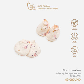 M&B (0-3M) Set bao tay chân sơ sinh bo chất rayon co giãn tốt, thoáng mát hoạ tiết 4 màu đáng yêu.