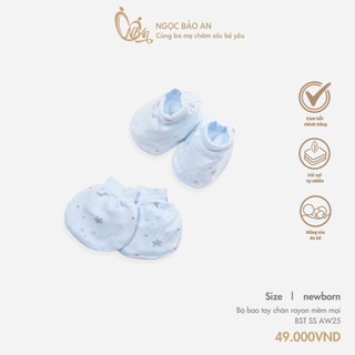 M&B (0-3M) Set bao tay chân sơ sinh bo chất rayon co giãn tốt, thoáng mát hoạ tiết 4 màu đáng yêu.