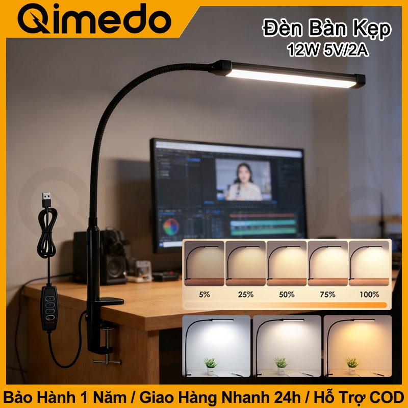 12W Đèn Led Bàn Học Bảo Vệ Mắt Kẹp Bàn Đèn, 3 Màu Ánh Sáng Và, 10 Mức Độ Bảo Vệ Mắt, Có Thể Gấp Gọn Điều Chỉnh 360 Độ