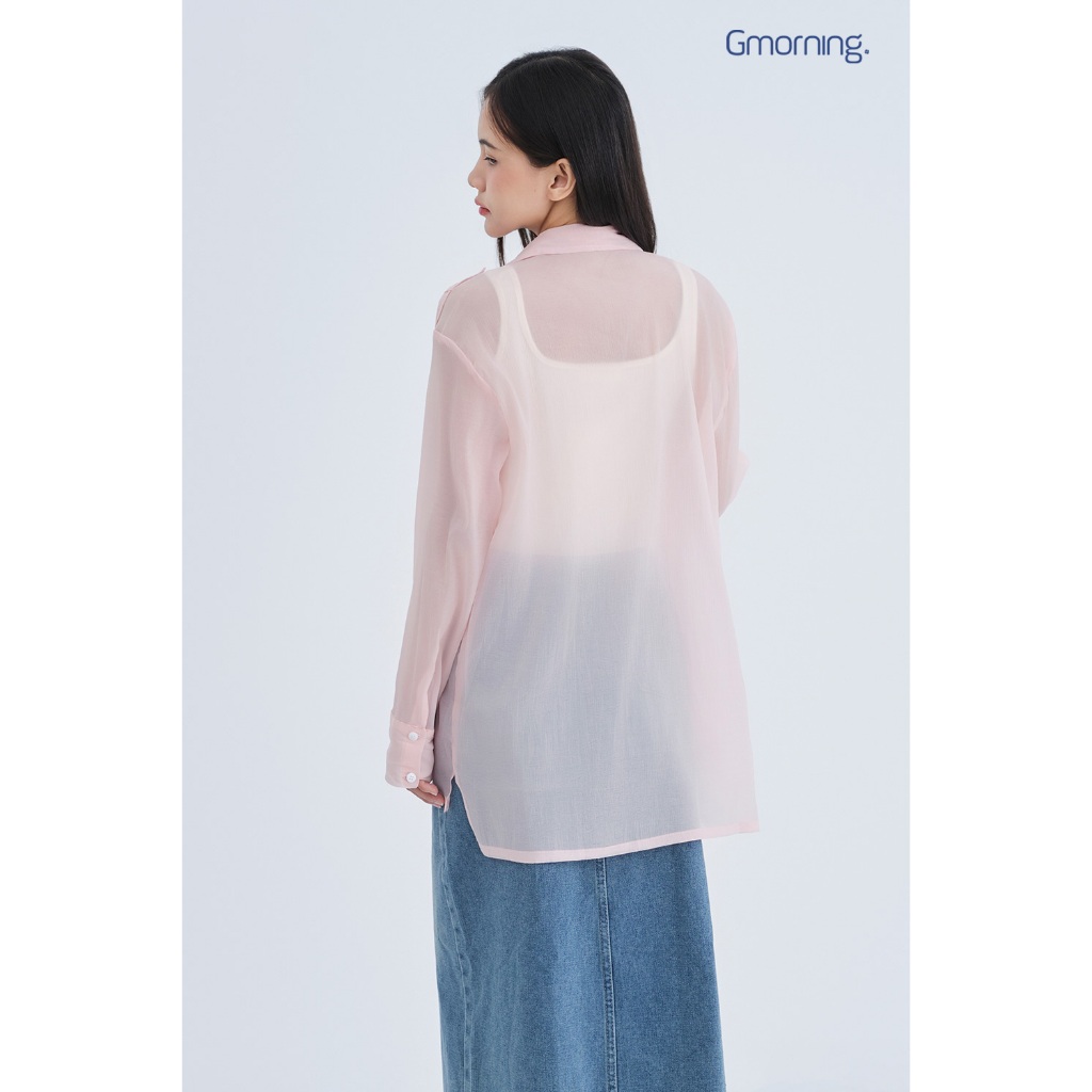 Áo Sơ Mi Nữ Tay Dài GMORNING - GUMAC Form Suông Rộng Chất Tơ Xốp Trong Suốt Có Túi YAE07052