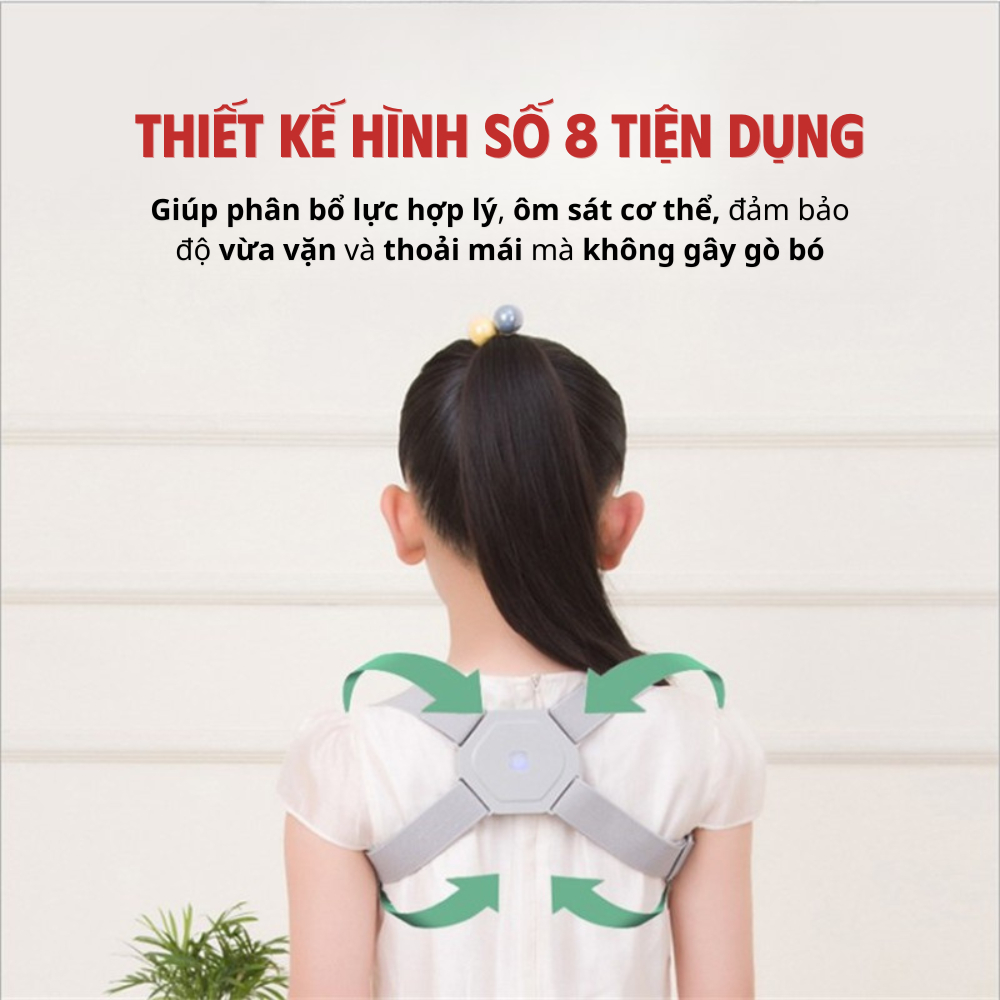 Đai Chống Gù Lưng Báo Rung Cảm Biến 3 Chiều Nhắc Nhở Sửa Tư Thế Thông Minh