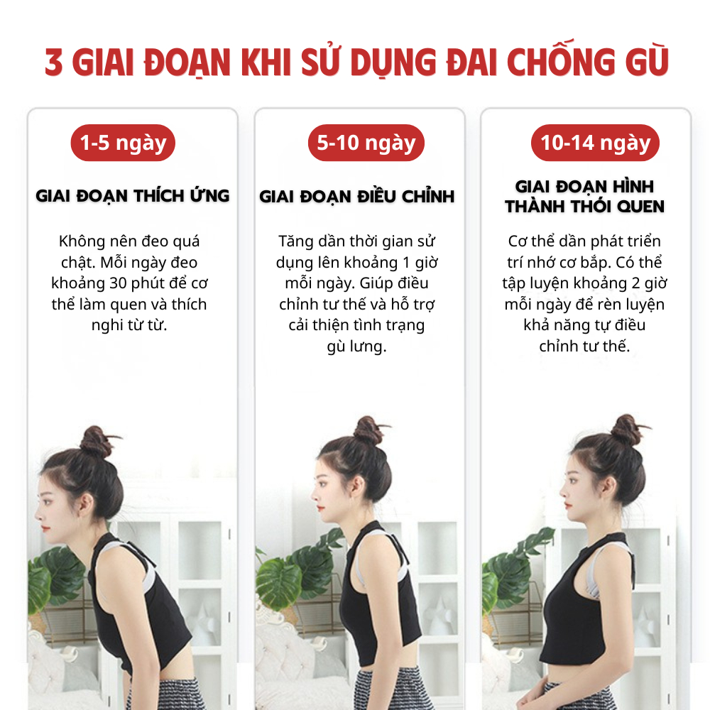 Đai Chống Gù Lưng Báo Rung Cảm Biến 3 Chiều Nhắc Nhở Sửa Tư Thế Thông Minh