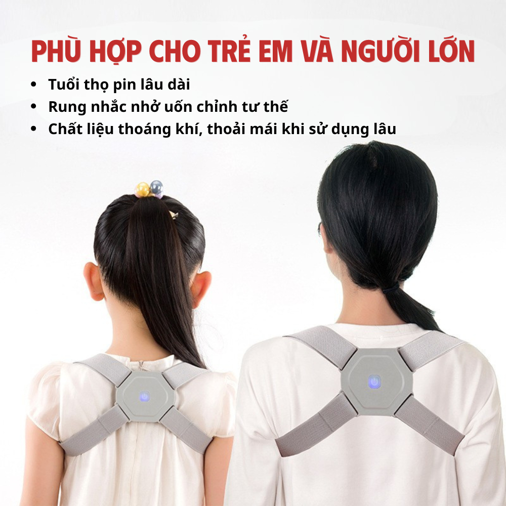 Đai Chống Gù Lưng Báo Rung Cảm Biến 3 Chiều Nhắc Nhở Sửa Tư Thế Thông Minh