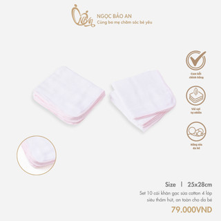 HONEY (25x28cm) Combo 10 khăn gạc sữa 4 lớp mềm mại, thấm hút tốt, an toàn cho da của bé