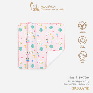 M&B (50x70cm) Tấm lót chống thấm cho bé 5 lớp bề mặt siêu mềm mại, thấm hút tốt và thoáng khí chống tràn tiện lợi
