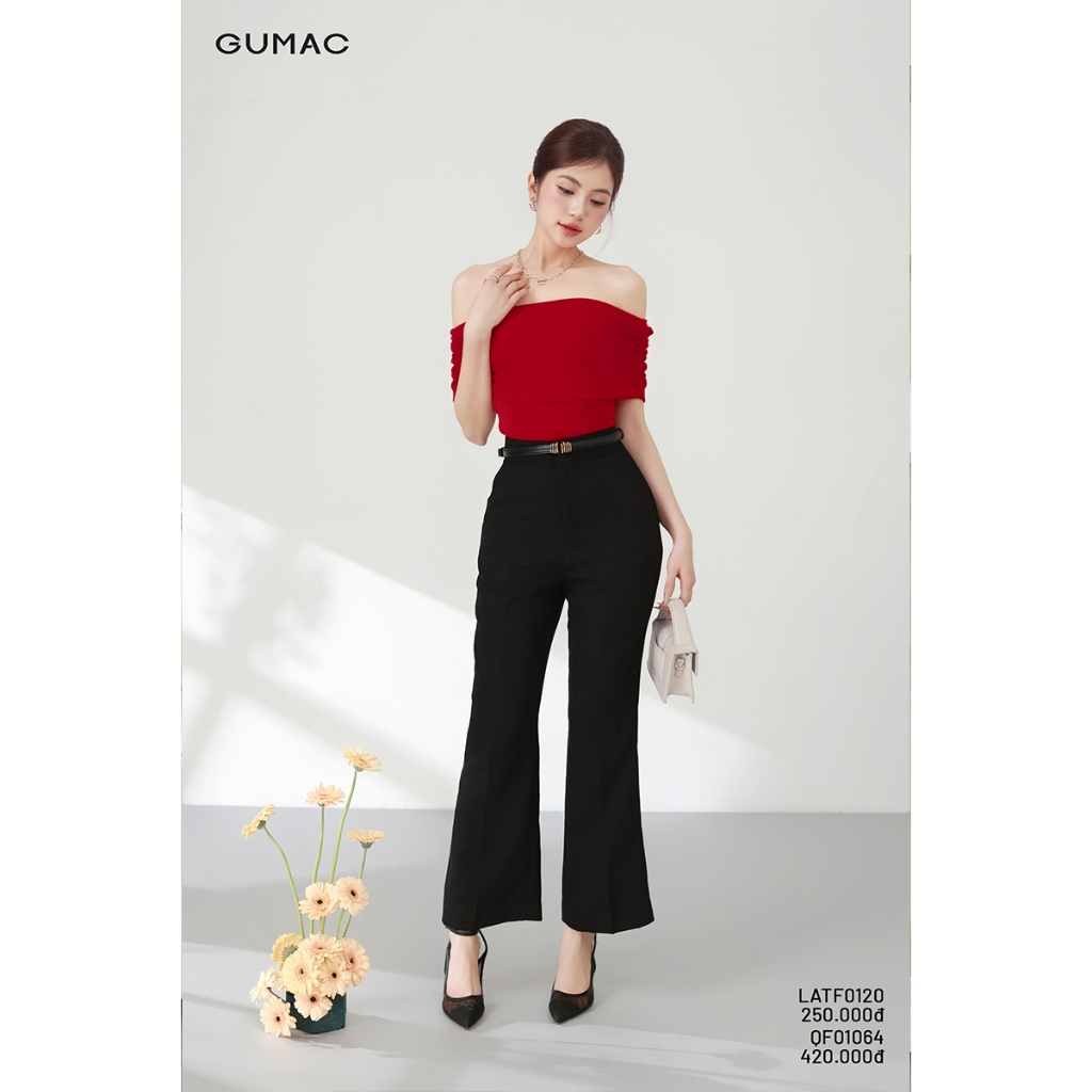 Quần Tây Nữ Ống Loe GUMAC Cơ Bản Có Túi Xéo Chất Cotton Mềm Thoáng Mát LQG0413