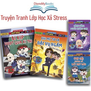 Sách Truyện tranh lớp học xả stress Khi mẹ tớ là đặc vụ ngầm, Bí kíp vượt qua kì thi, Cánh cổng xuyên không gian....