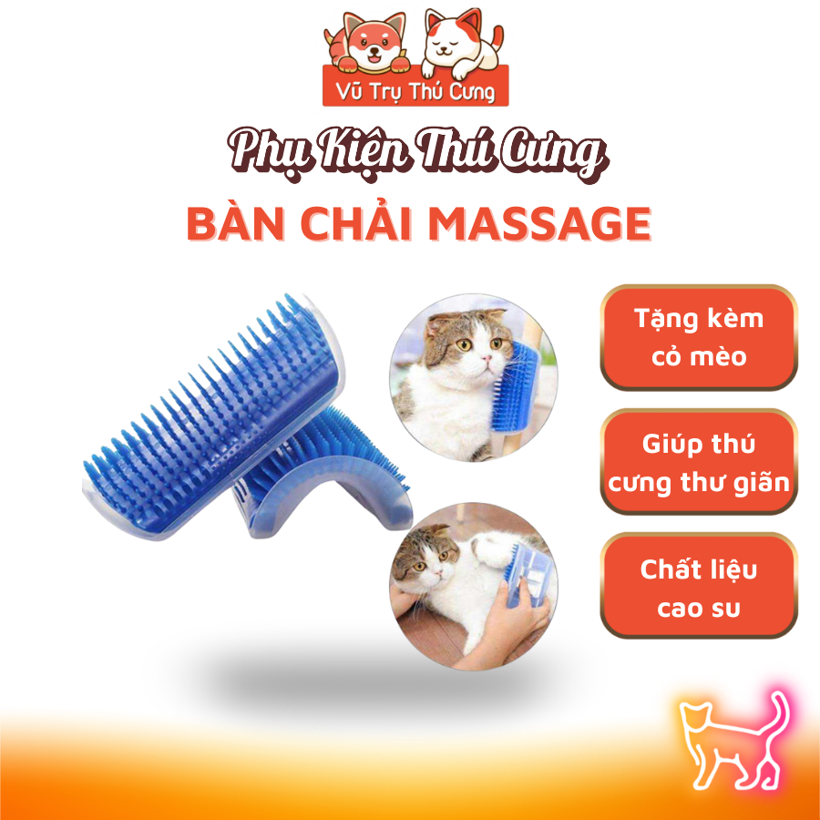 Đồ chơi Bàn chải Massage gắn tường cho Mèo, kèm cỏ mèo thư giãn