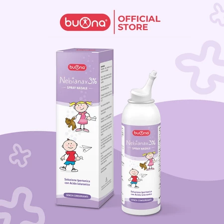 Buona Nebial/ Nebianax 3% - Nước Muối Ưu Trương 3% Giảm Sổ Mũi, Nghẹt Mũi - Dạng Bình Xịt