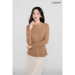 Áo Thun 𝐂𝐂𝐇𝐀𝐓 Dáng Ôm Luni Cổ Tàu Có Đệm Vai Chất Liệu Mềm Mại 15TDC2004OT