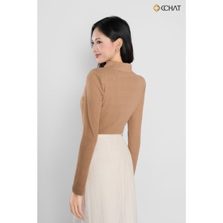 Áo Thun 𝐂𝐂𝐇𝐀𝐓 Dáng Ôm Luni Cổ Tàu Có Đệm Vai Chất Liệu Mềm Mại 15TDC2004OT