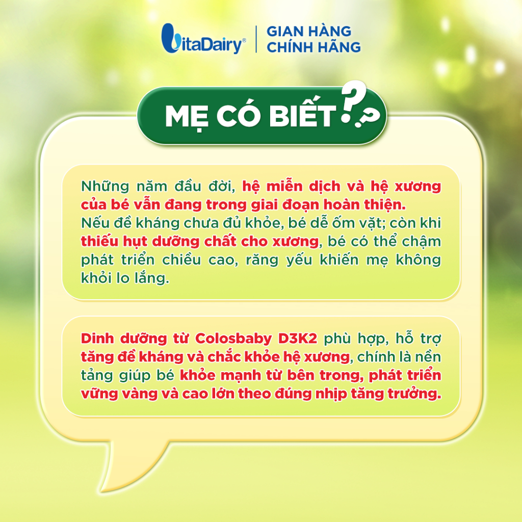 [COMBO 2 LON] Sữa bột ColosBaby D3K2 2+ cho trẻ trên 2 tuổi - Bổ sung dinh dưỡng, hỗ trợ đề kháng - Lon 800g