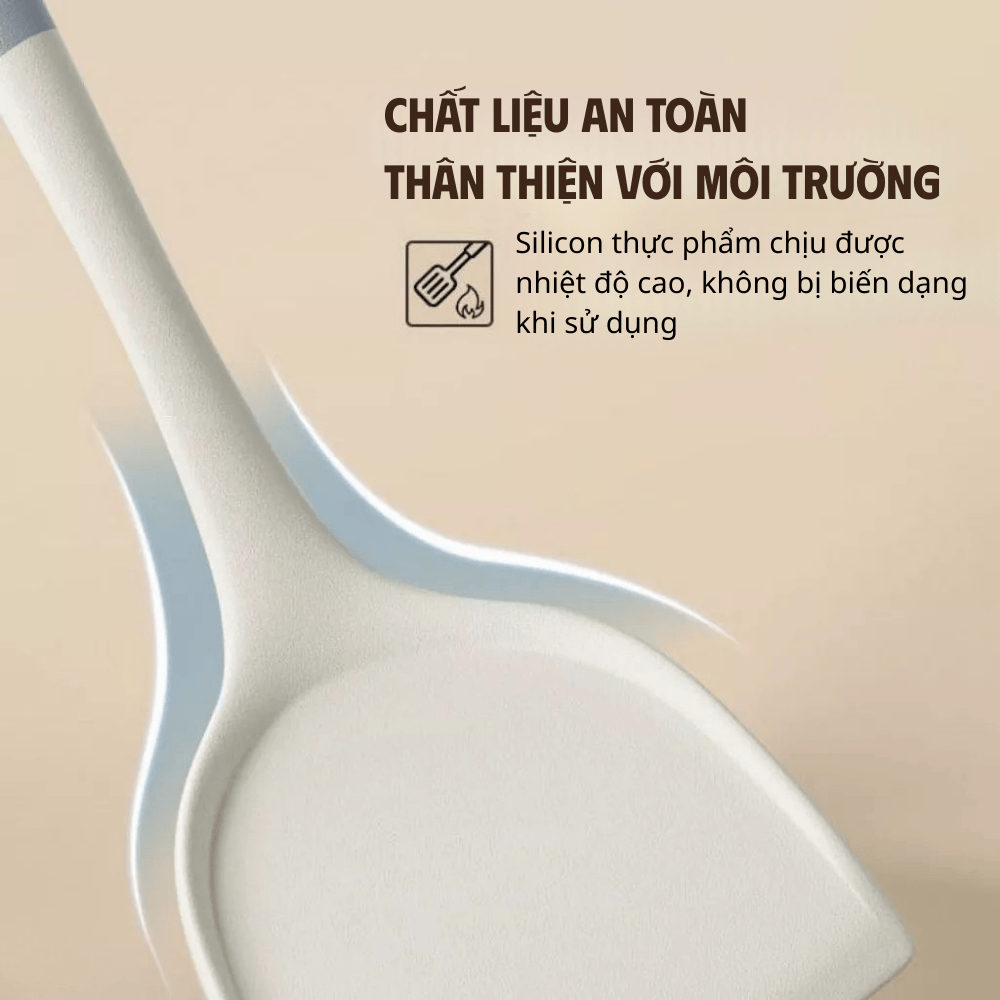 Bộ 5 dụng cụ nấu ăn bằng silicone an toàn, chịu nhiệt tốt, dễ dàng vệ sinh, có lỗ treo tiện lợi