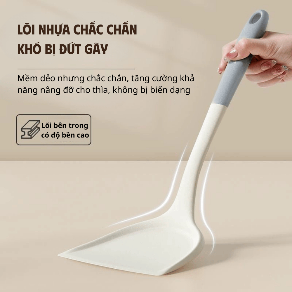 Bộ 5 dụng cụ nấu ăn bằng silicone an toàn, chịu nhiệt tốt, dễ dàng vệ sinh, có lỗ treo tiện lợi
