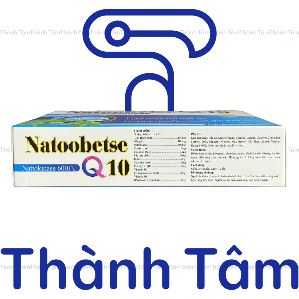 (Xanh) Viên uống NATOOBETSE Q10 XANH 30V hỗ trợ hoạt huyết dưỡng não, tăng trí nhớ, giảm hoa mắt, chóng mặt