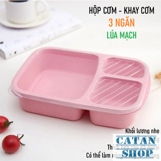 Hộp Đựng Cơm Lúa Mạch Khay Nhựa Đựng Cơm 3 Ngăn Tiện Dụng Nắp Đậy Kín Chịu Nhiệt Độ Cao Chất Liệu An Toàn