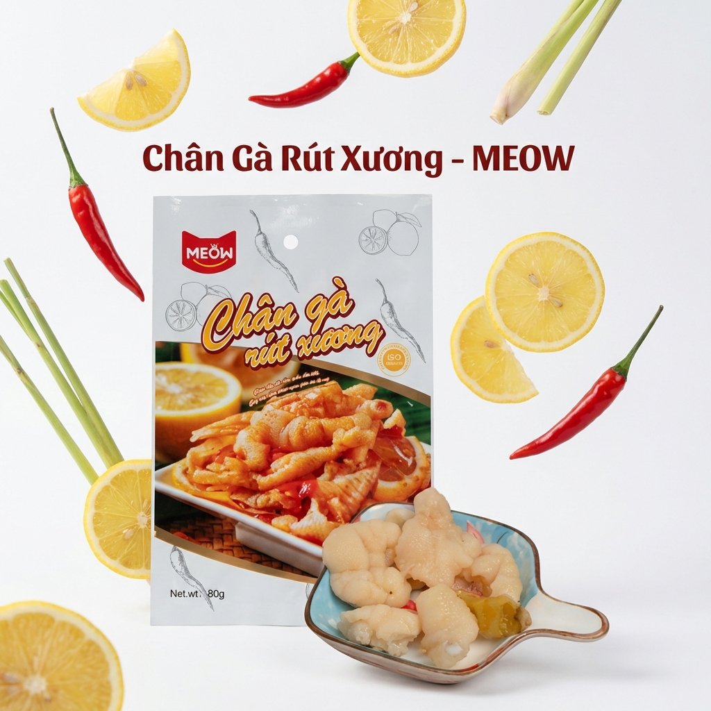 Meow Chân gà không xương chua cay (80g) - Giòn sần sật, đậm đà khó cưỡng