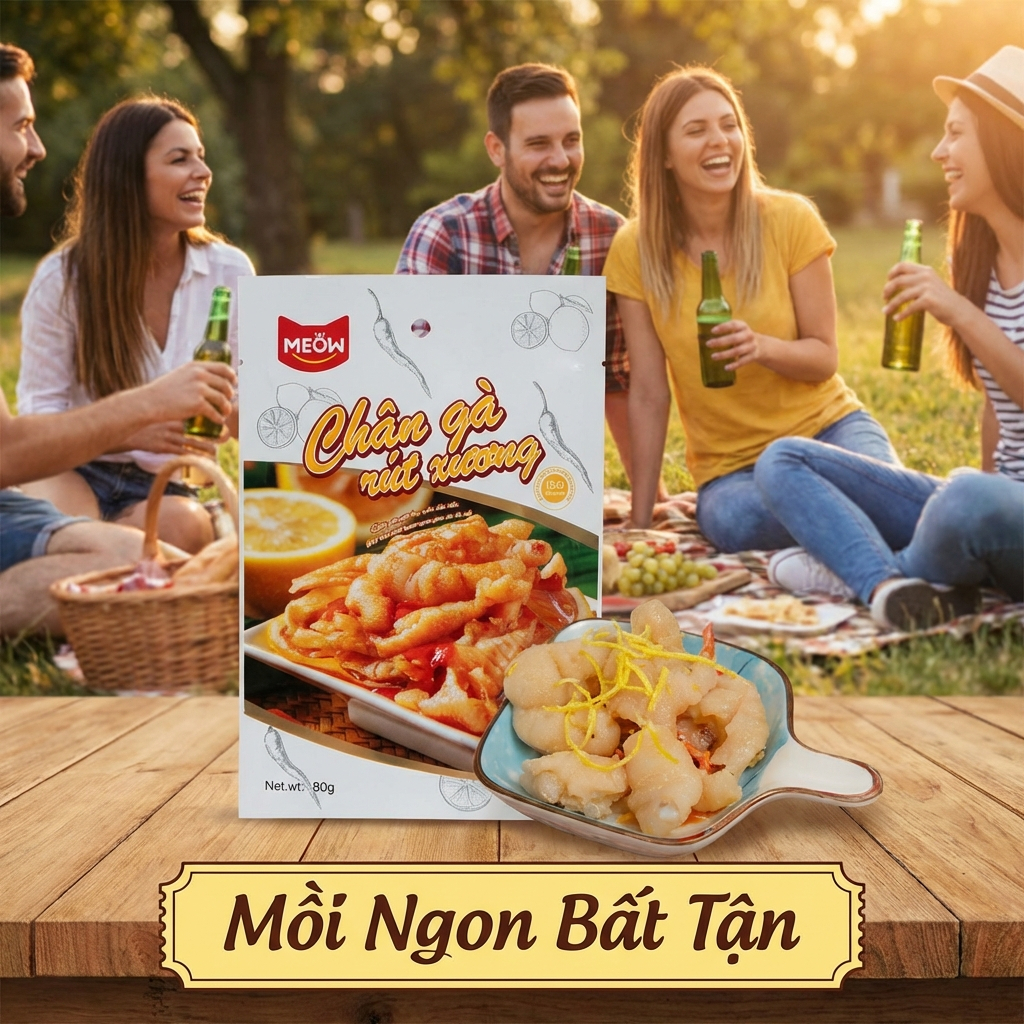 Meow Chân gà không xương chua cay (80g) - Giòn sần sật, đậm đà khó cưỡng