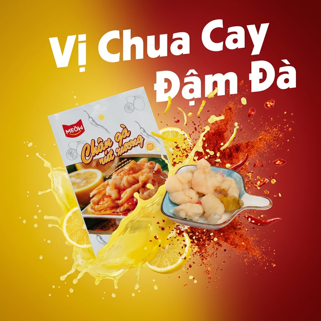 Meow Chân gà không xương chua cay (80g) - Giòn sần sật, đậm đà khó cưỡng