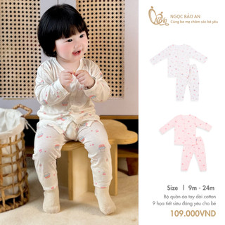HONEY (9-24M) Bộ quần áo dài tay cài giữa cotton mềm mịn co giãn tốt, thấm hút mồ hôi dành cho bé từ 9kg2 - 13kg6