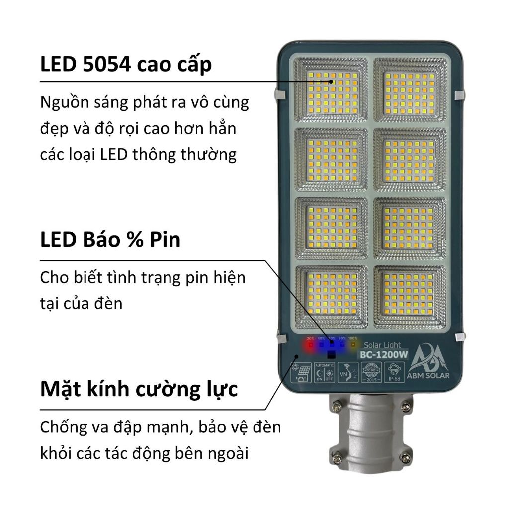 [1000w-PLUS]  Đèn Đường Năng Lượng Mặt Trời Bàn Chải Điều Khiển Từ Xa, Pin Mono, Đổi 3 Màu LED, Nhôm Đúc Nguyên Khối