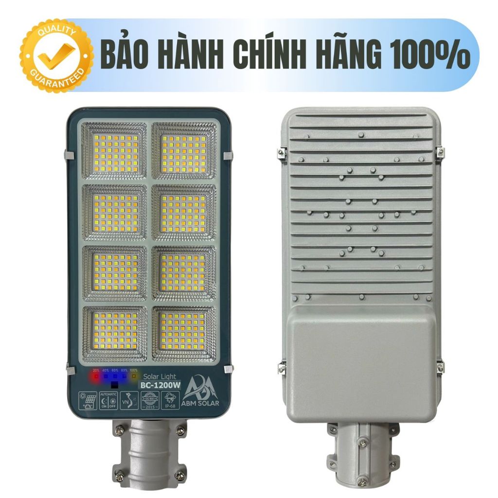 Đèn Đường Năng Lượng Mặt Trời ABMSOLAR 400W-1200W Tấm Pin Rời, Vỏ Nhôm Nguyên Khối, Chống Nước IP68, Remote Điều Khiển