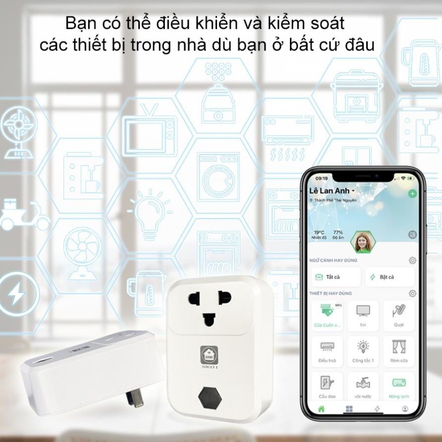 Ổ Cắm Thông Minh Wifi Hunonic, Ổ Cắm Hẹn Giờ Từ Xa, Ổ cắm bật tắt trên điện thoại  Điều Khiển Mọi Thiết Bị Từ Xa