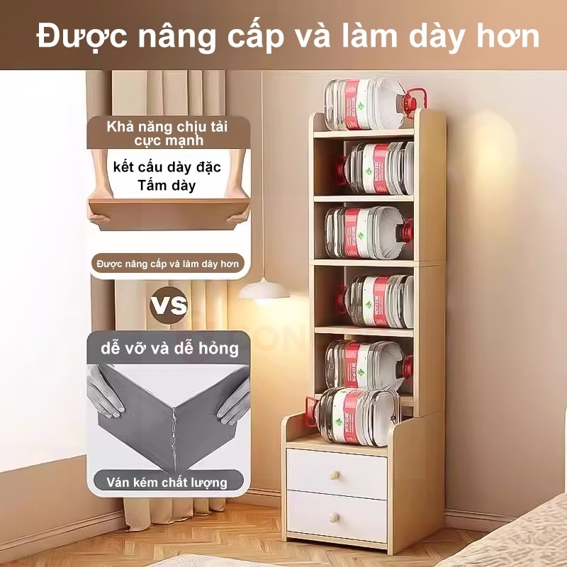CONOCO Tủ Đầu Giường  Kết Hợp Kệ Sách Đa Năng  Gỗ MDF Chống Ẩm, Nhiều Tầng Có Ngăn Kéo