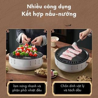 Bếp Nướng Than Hoa BBQ Hàn Quốc Không Khói, Nướng Tại Bàn An Toàn, Cách Nhiệt Cao Cấp Cho Gia Đình
