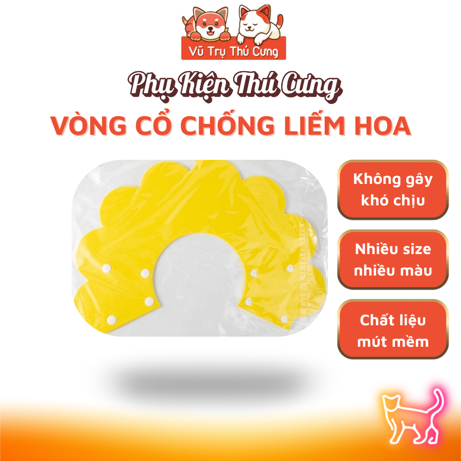 Vòng cổ chống liếm cho chó mèo, hình bông hoa dễ thương