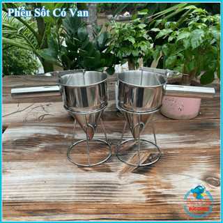 Phễu Sốt Có Van Inox Cao Cấp – Dụng Cụ Rót Bột, Kem, Sốt Nhà Hàng