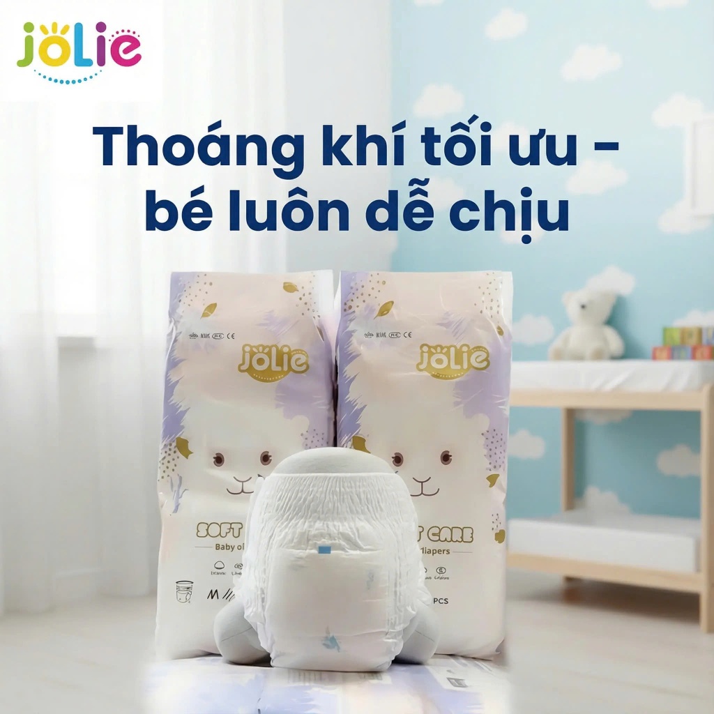 [100 miếng] Jolie Tã bỉm quần trẻ em Size M/L/XL/2XL/3XL/4XL – Co giãn tốt, thấm hút cao, siêu mềm