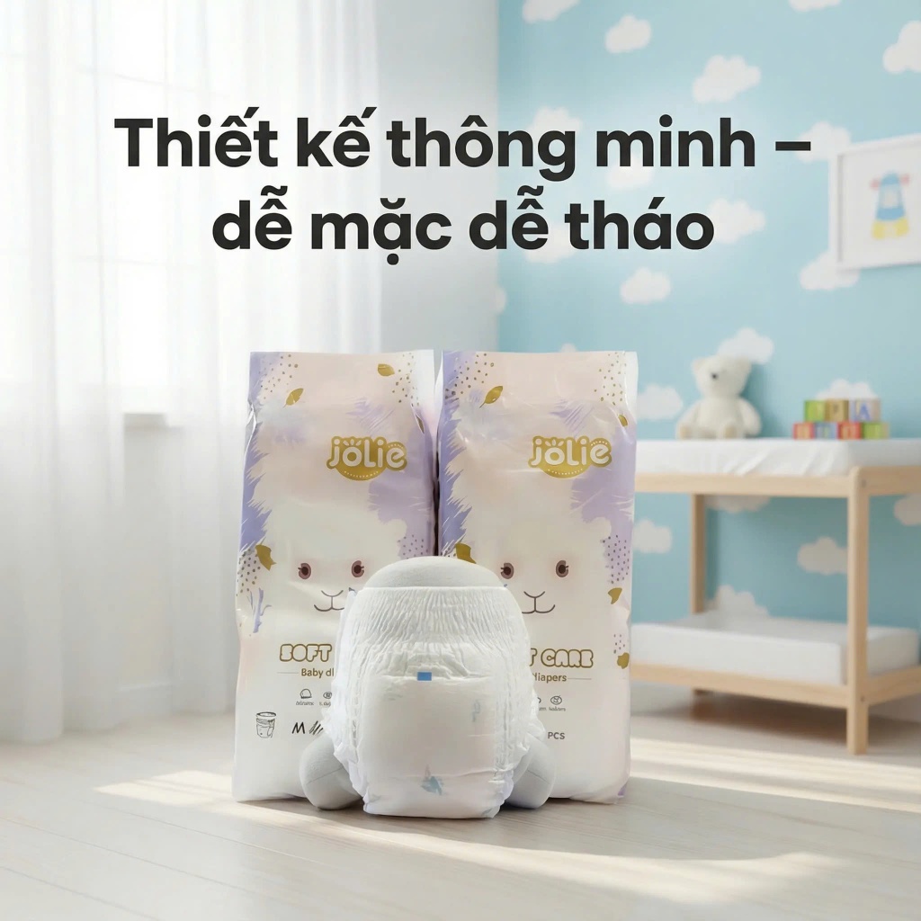 [100 miếng] Jolie Tã bỉm quần trẻ em Size M/L/XL/2XL/3XL/4XL – Co giãn tốt, thấm hút cao, siêu mềm