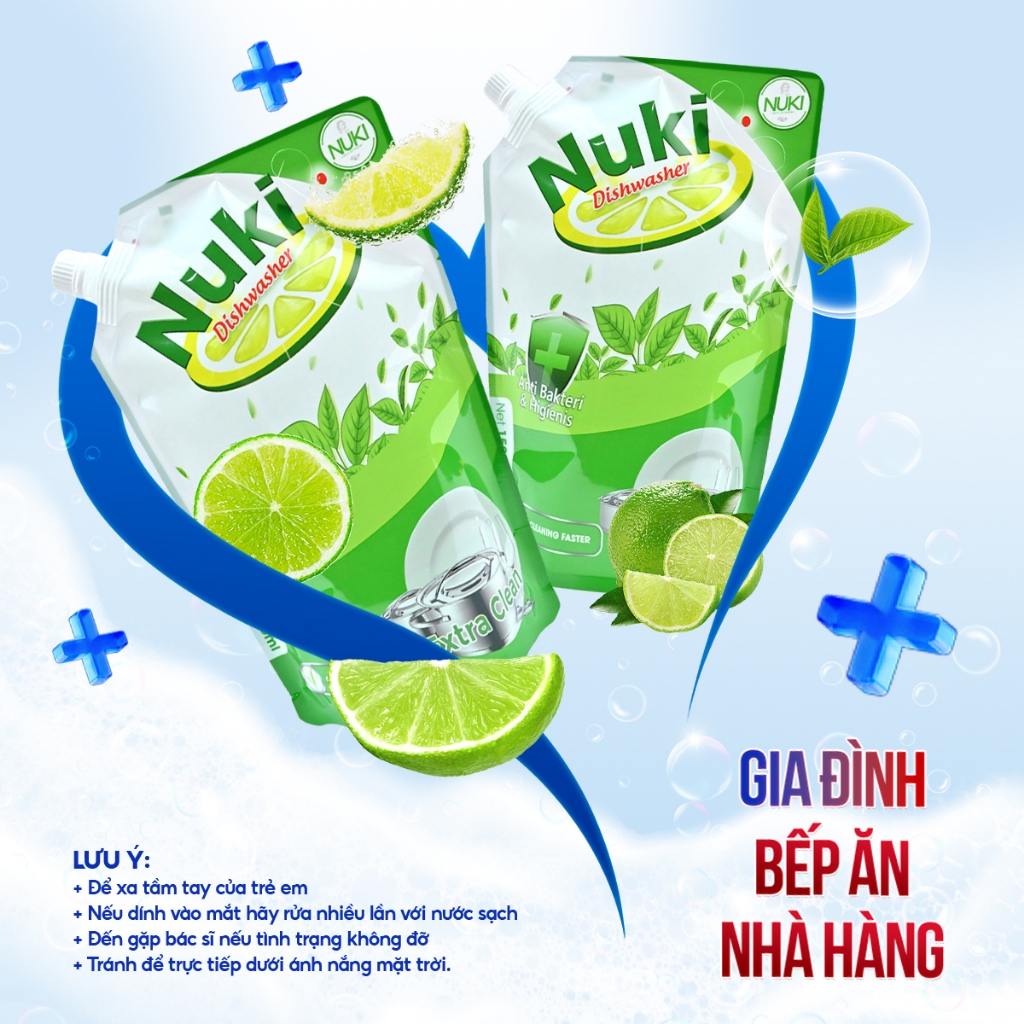 Nước Rửa Chén Bát Công Nghệ Hàn Quốc Nuki 1500ml Hương Chanh Không Lưu Mùi