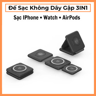 Đế Sạc Không Dây 3IN1 – Sạc Gập Tiện Lợi, Đa Năng Cho Iphone/Apple Watch/AirPods