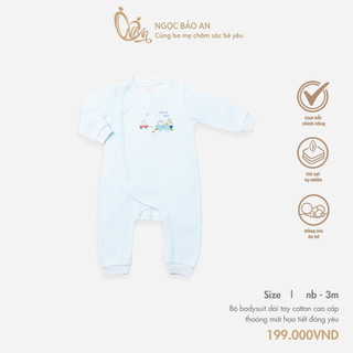 M&B (0-3M) Bộ bodysuit dài tay sơ sinh chất cotton mềm mịn, thoáng mát, co giãn tốt an toàn cho da bé