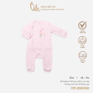 M&B (0-3M) Bộ bodysuit dài tay sơ sinh chất cotton mềm mịn, thoáng mát, co giãn tốt an toàn cho da bé